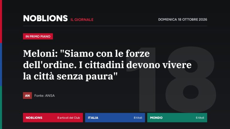 Il giornale NOBLIONS del 18 ottobre 2026