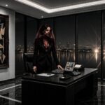 Retouche IA avant / après : couleur, tableau cubiste et trépied effacé dans un bureau de nuit
